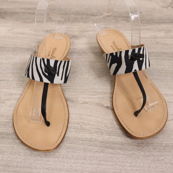 Niccolo Vacari Zebra Print Sandal Women’s 9.5 Suede Leather Made in Italy Wedge - Picture 10 of 14